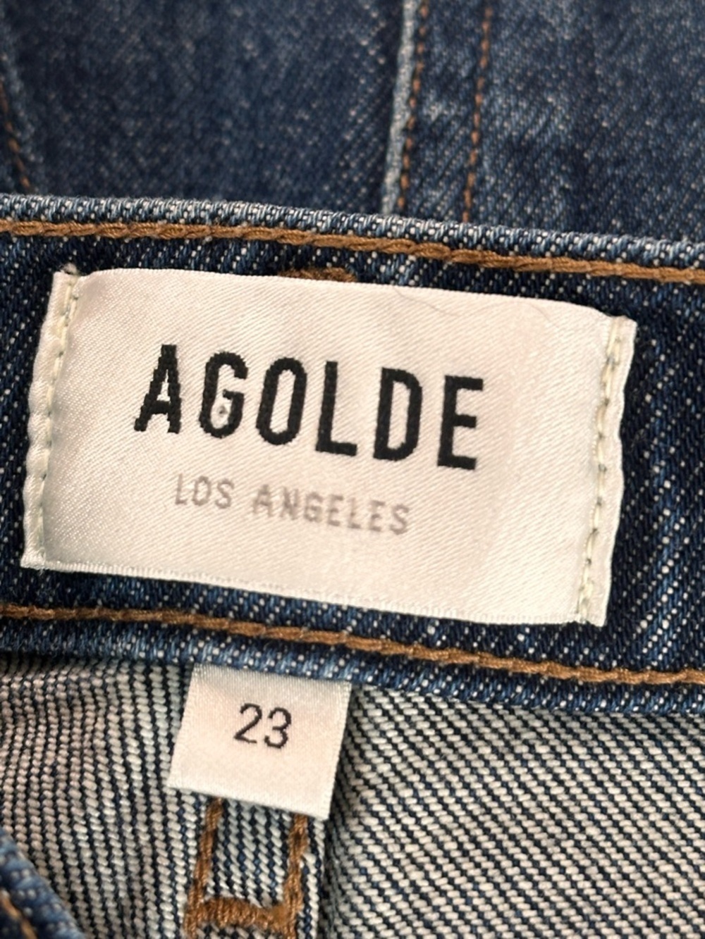 Agolde Ren Jean Echo 23 Dark Indigo Denim Jeans High Rise Wide Leg Blue Jean - Picture 9 of 9